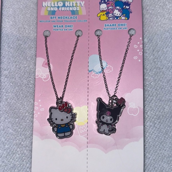 * Sanrio Hello Kitty & Kuromi Best Friends Necklace Set of 2 with BFF Charm, 18" - Picture 2 of 6